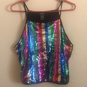 COPY - Rainbow high neck cropped tank